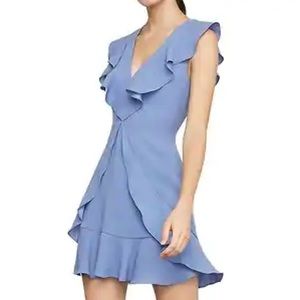 bcbgmaxazria front cross ruffle mini dress